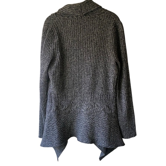 Anthropologie Bird on Wire Charcoal Gray High Low Open Front Wool Cardigan SZ M - Picture 2 of 10